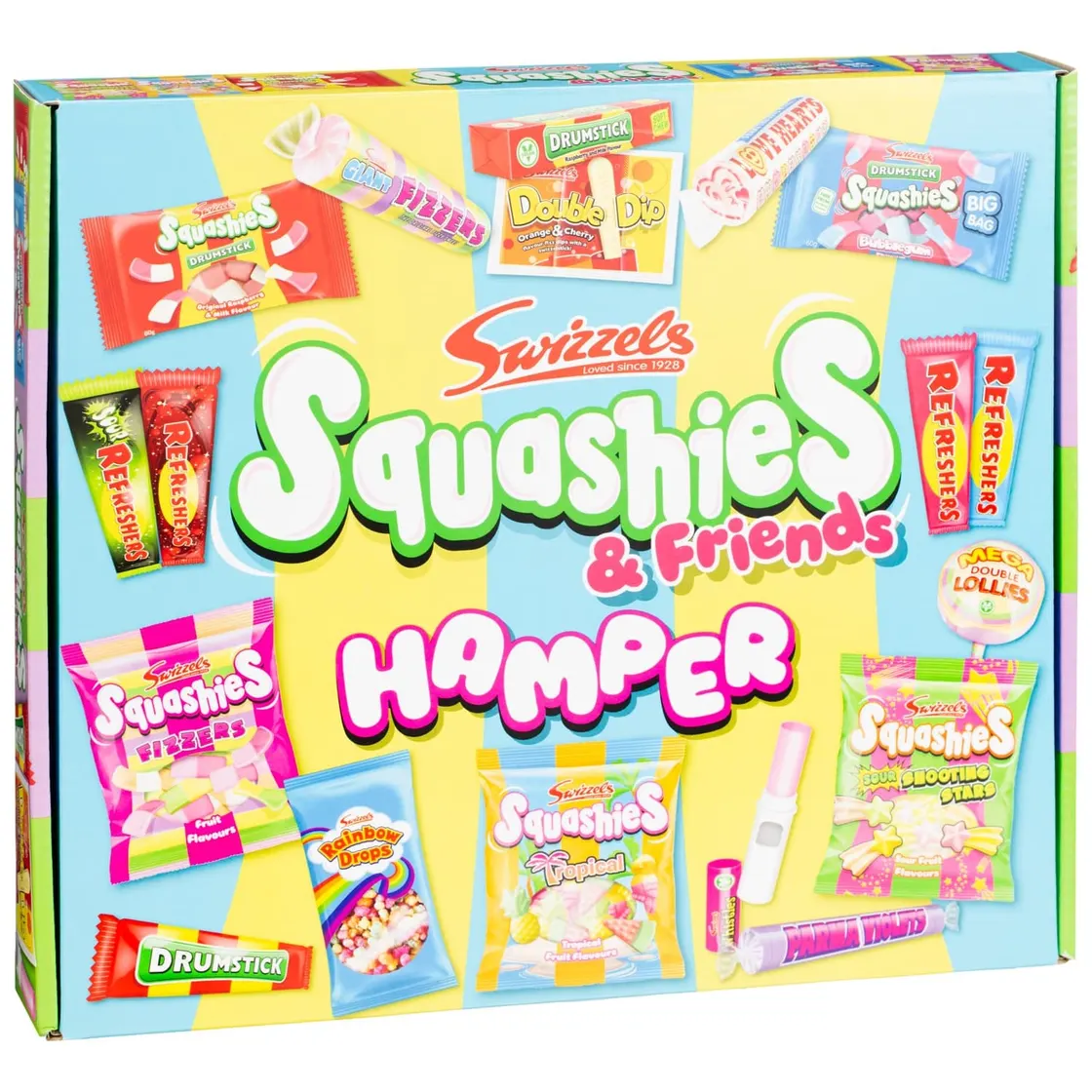 Swizzels Squashies hamper carton printed with the full range of sweet brands